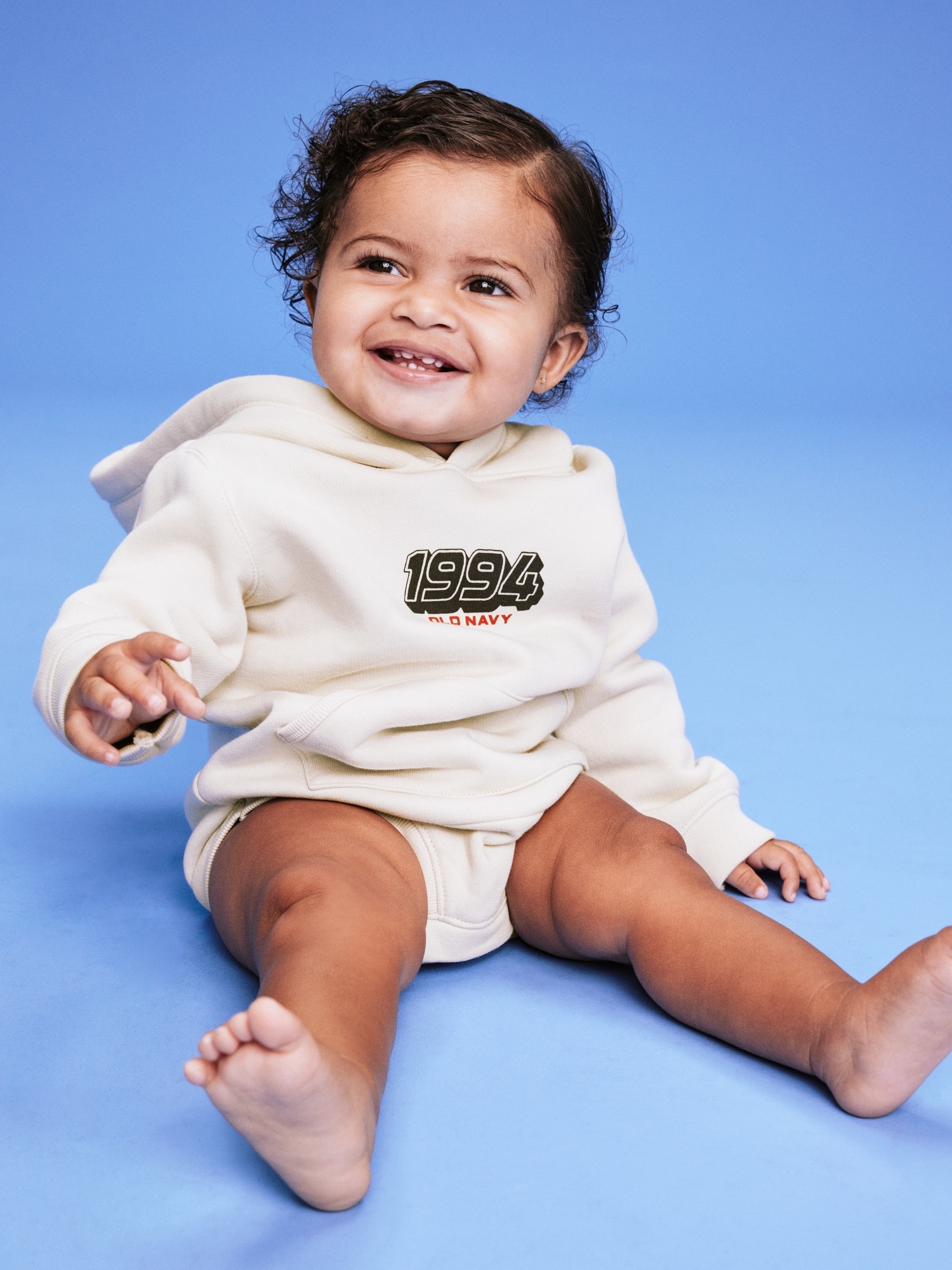 '94 Hooded Logo-Graphic One-Piece Romper for Baby