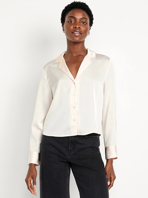 Image number 1 showing, Button-Down Satin Shirt