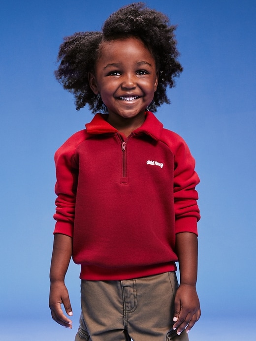 View large product image 1 of 3. '94 Logo-Graphic Quarter-Zip Sweatshirt for Toddler Girls