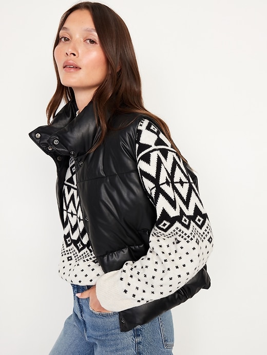 Image number 8 showing, Faux-Leather Puffer Vest