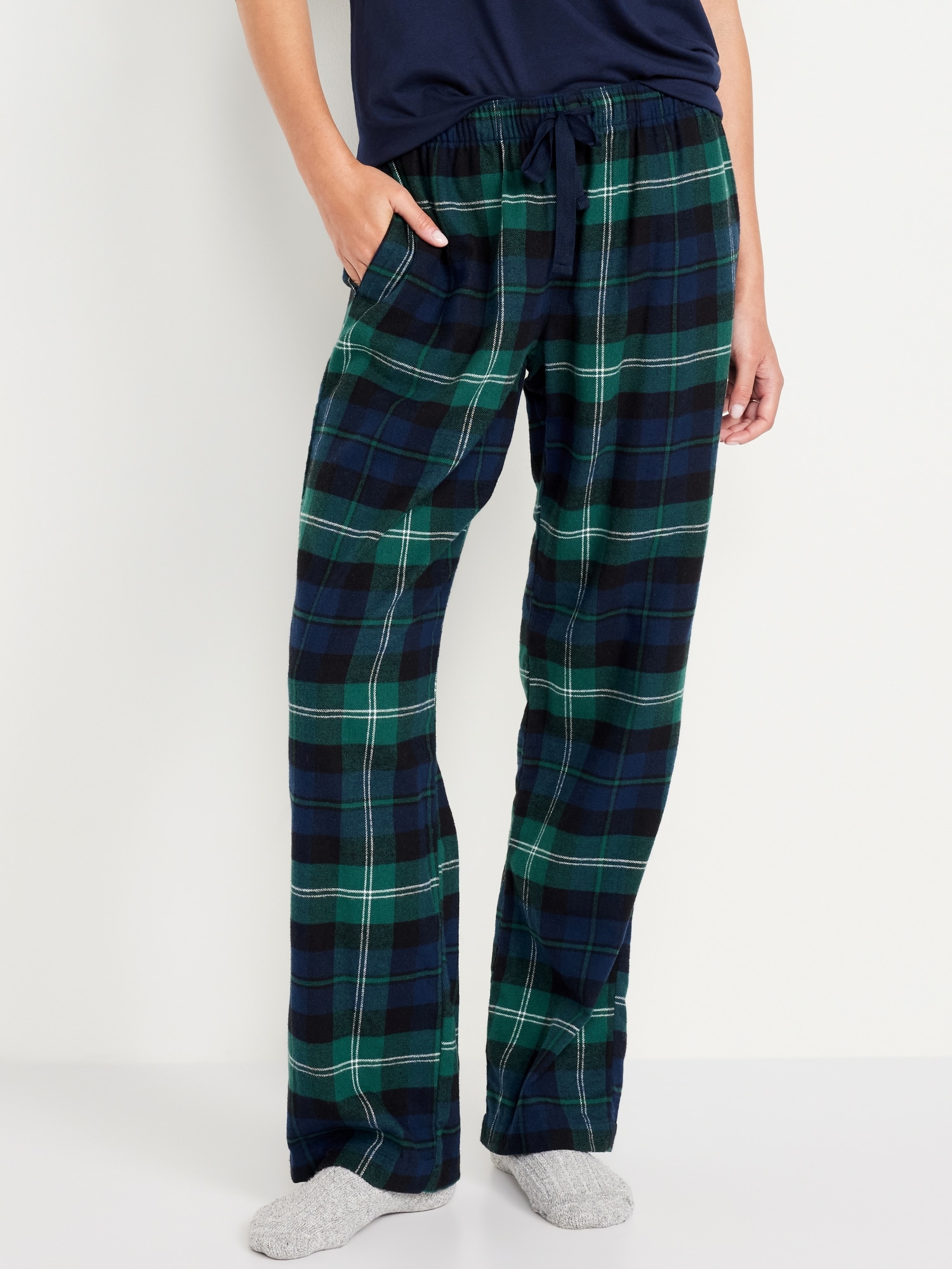 Mid-Rise Flannel Pajama Pants for Women