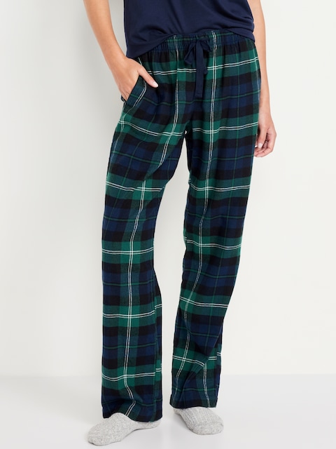 Mid-Rise Flannel Pajama Pants for Women - Black Watch (Match The Fam)
