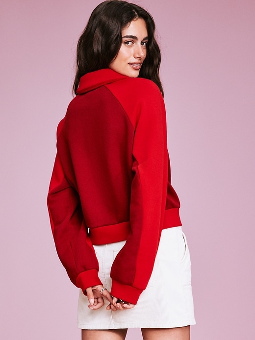 Image number 2 showing, &#39;94 Logo-Graphic Quarter-Zip Crop Sweatshirt