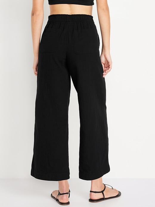 Image number 2 showing, High-Waisted Crinkle Gauze Ankle Pants