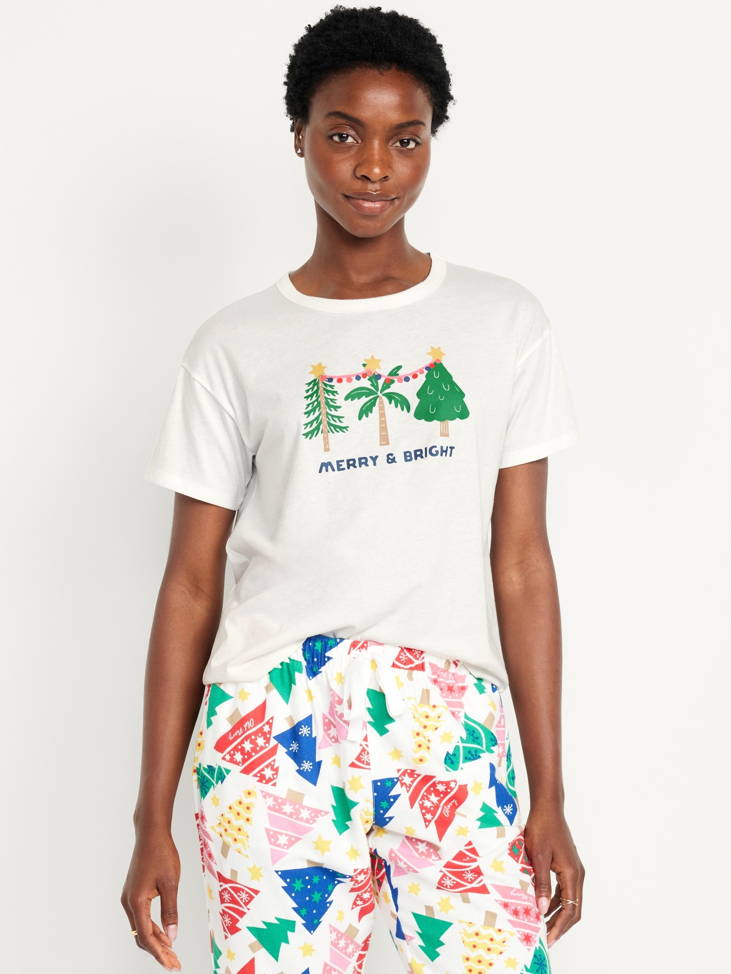 Matching Holiday-Graphic T-Shirt for Women - Blue