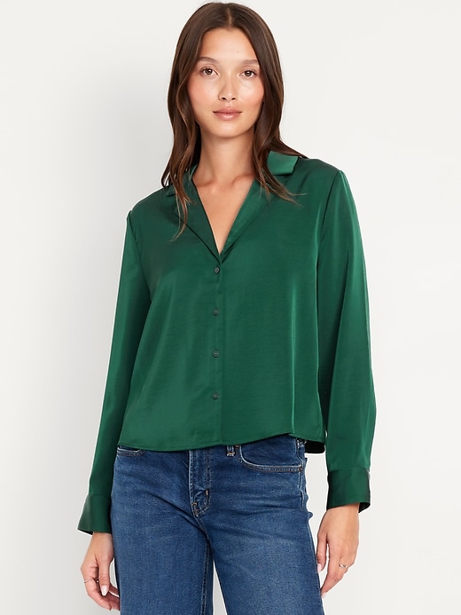 Image number 1 showing, Button-Down Satin Shirt