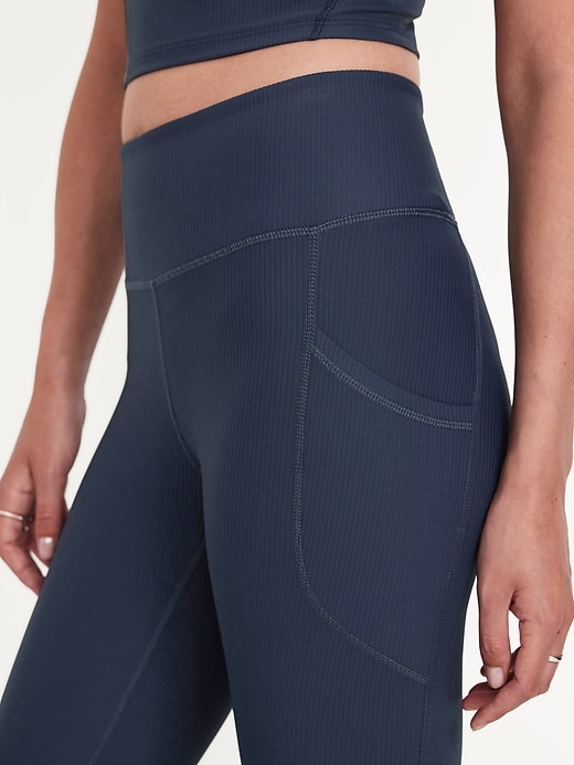 Image number 3 showing, High-Waisted PowerSoft Ribbed Leggings