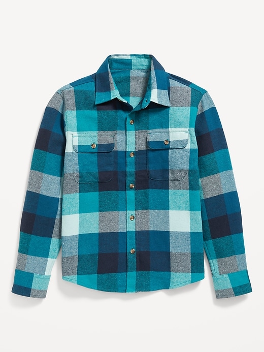 View large product image 2 of 3. Soft-Brushed Flannel Pocket Shirt for Boys