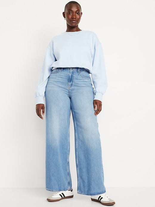 Image number 4 showing, High-Waisted Baggy Wide-Leg Jeans