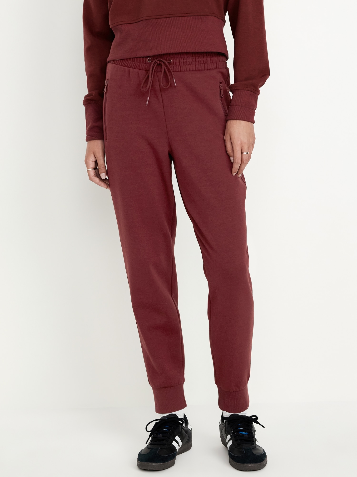 High-Waisted Dynamic Fleece Joggers - Red