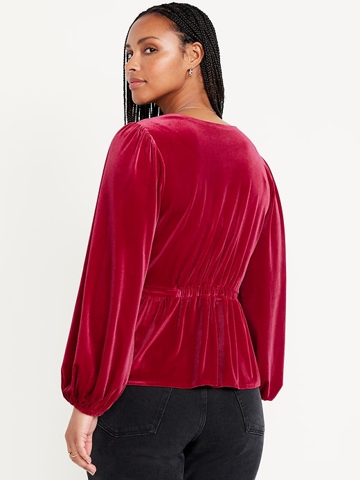 Image number 6 showing, Waist-Defined Velvet Peplum Top