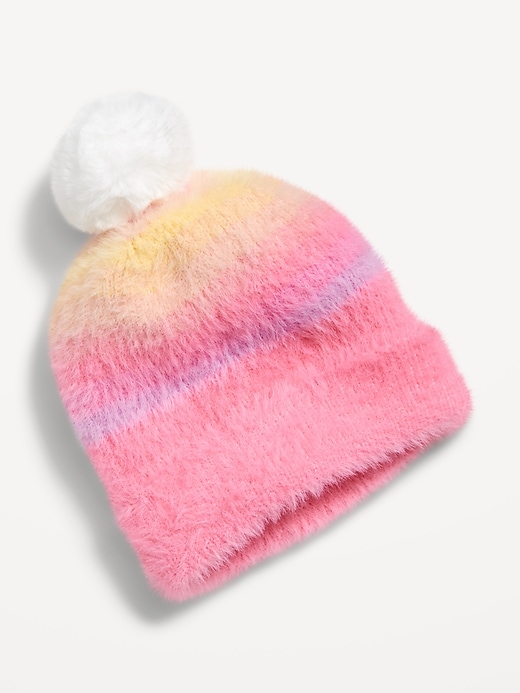 View large product image 1 of 1. Fuzzy Pom-Pom Beanie for Toddler Girls