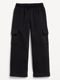 View large product image 4 of 4. High-Waisted Wide-Leg Fleece Cargo Pants for Girls