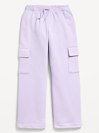 View large product image 4 of 4. High-Waisted Wide-Leg Fleece Cargo Pants for Girls