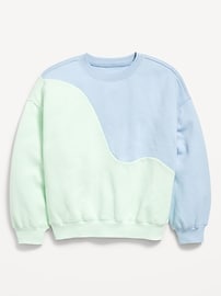 Image number 2 showing, Oversized Long-Sleeve Color-Block Sweatshirt for Girls