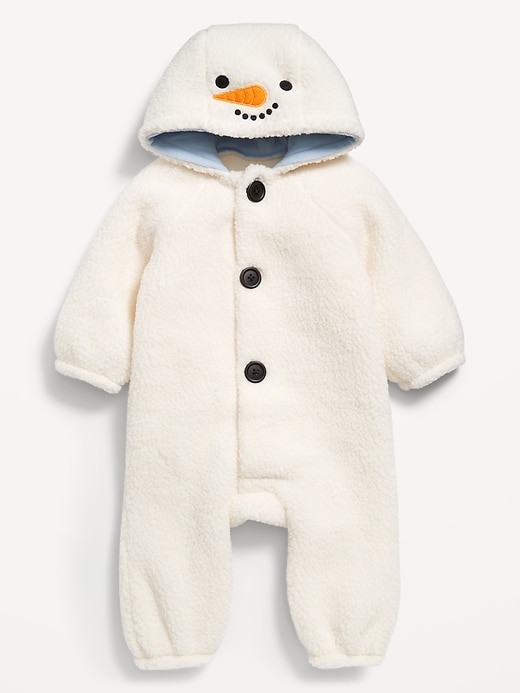 View large product image 2 of 3. Unisex Sherpa Button-Front Hooded One-Piece for Baby