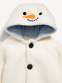 View large product image 3 of 3. Unisex Sherpa Button-Front Hooded One-Piece for Baby