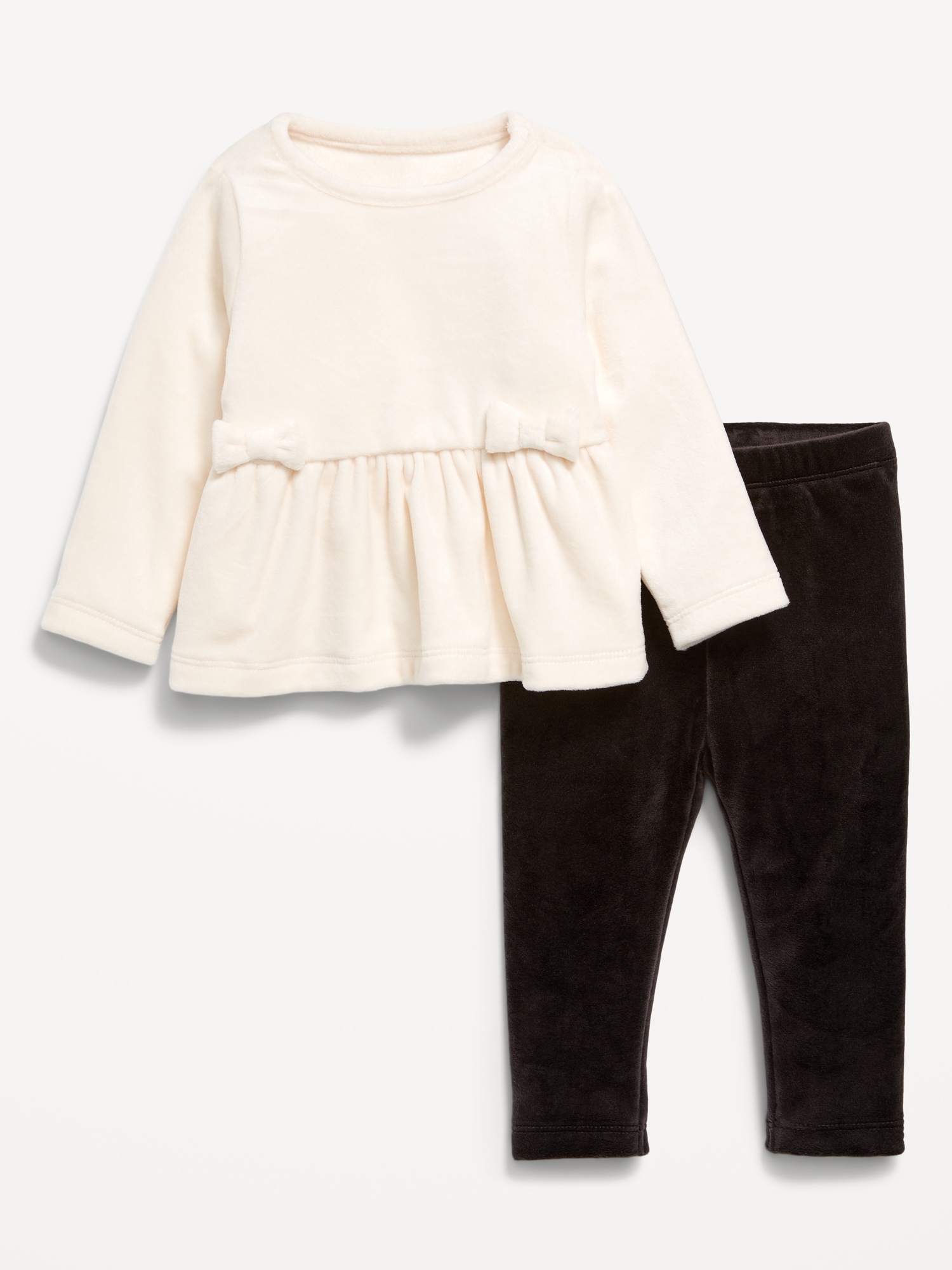 Cozy Velour Peplum Top and Leggings Set for Baby