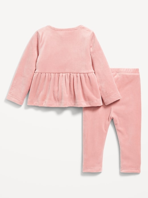 View large product image 2 of 3. Cozy Velour Peplum Top and Leggings Set for Baby