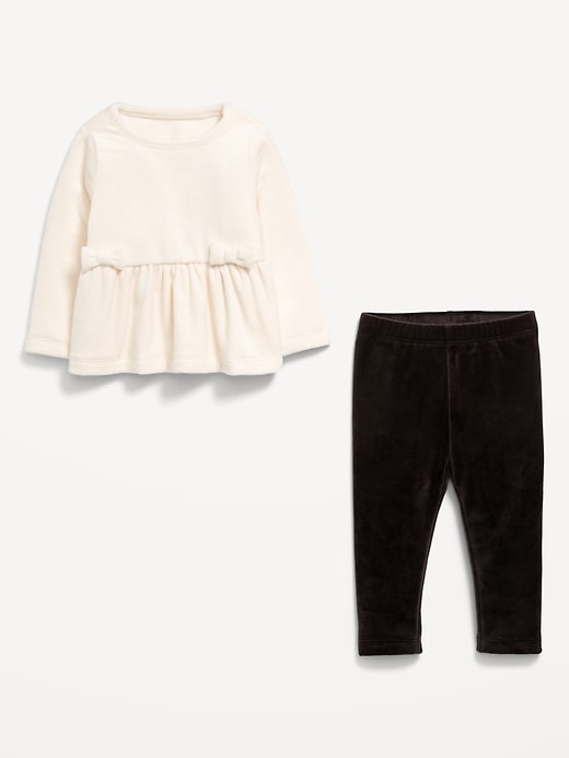 View large product image 2 of 2. Cozy Velour Peplum Top and Leggings Set for Baby