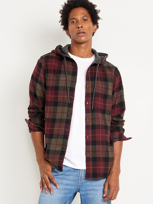 Image number 1 showing, Hooded Flannel Shirt