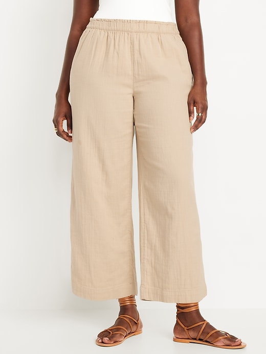 Image number 5 showing, High-Waisted Crinkle Gauze Ankle Pants