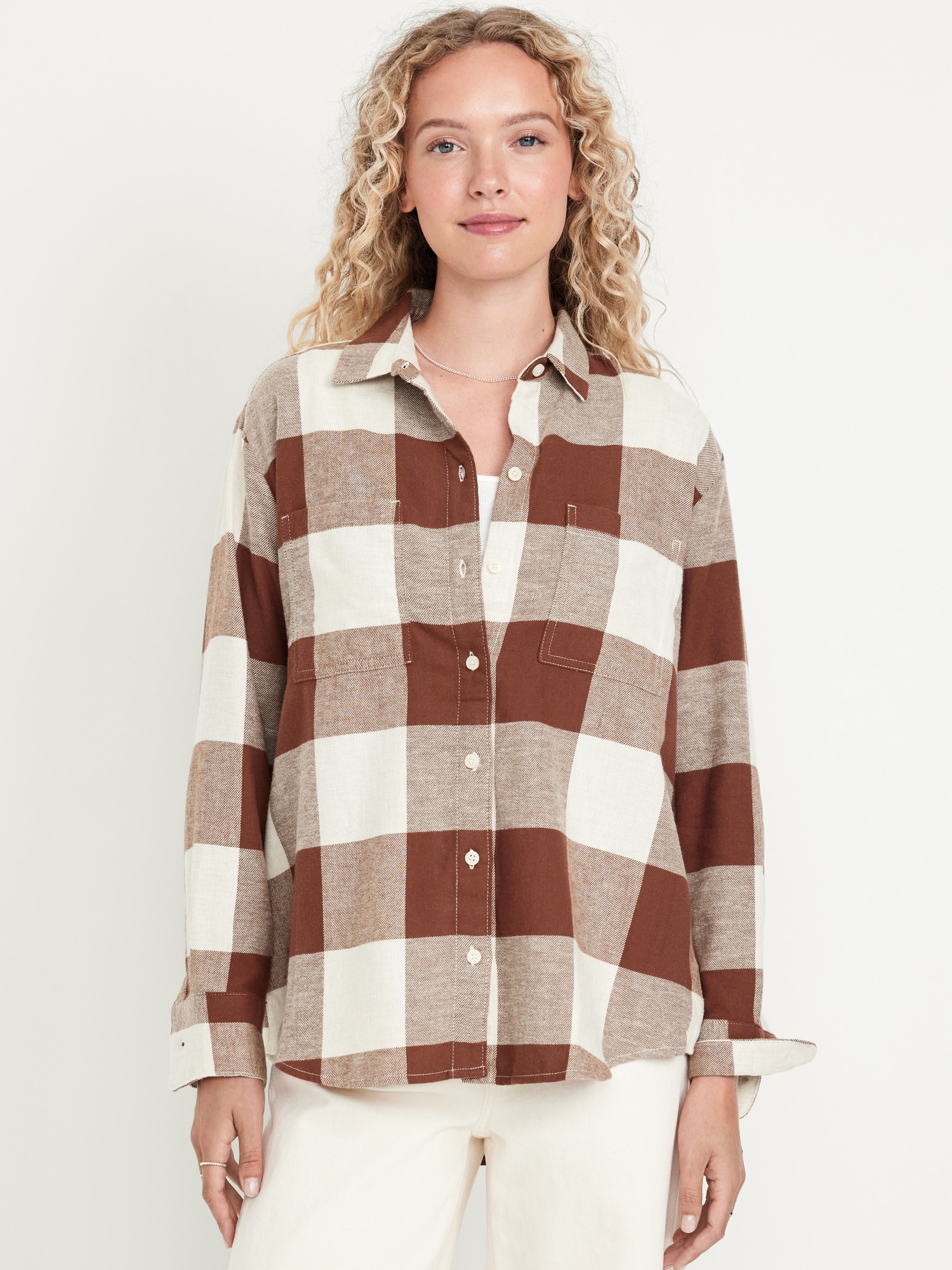 Flannel Boyfriend Button-Down Shirt