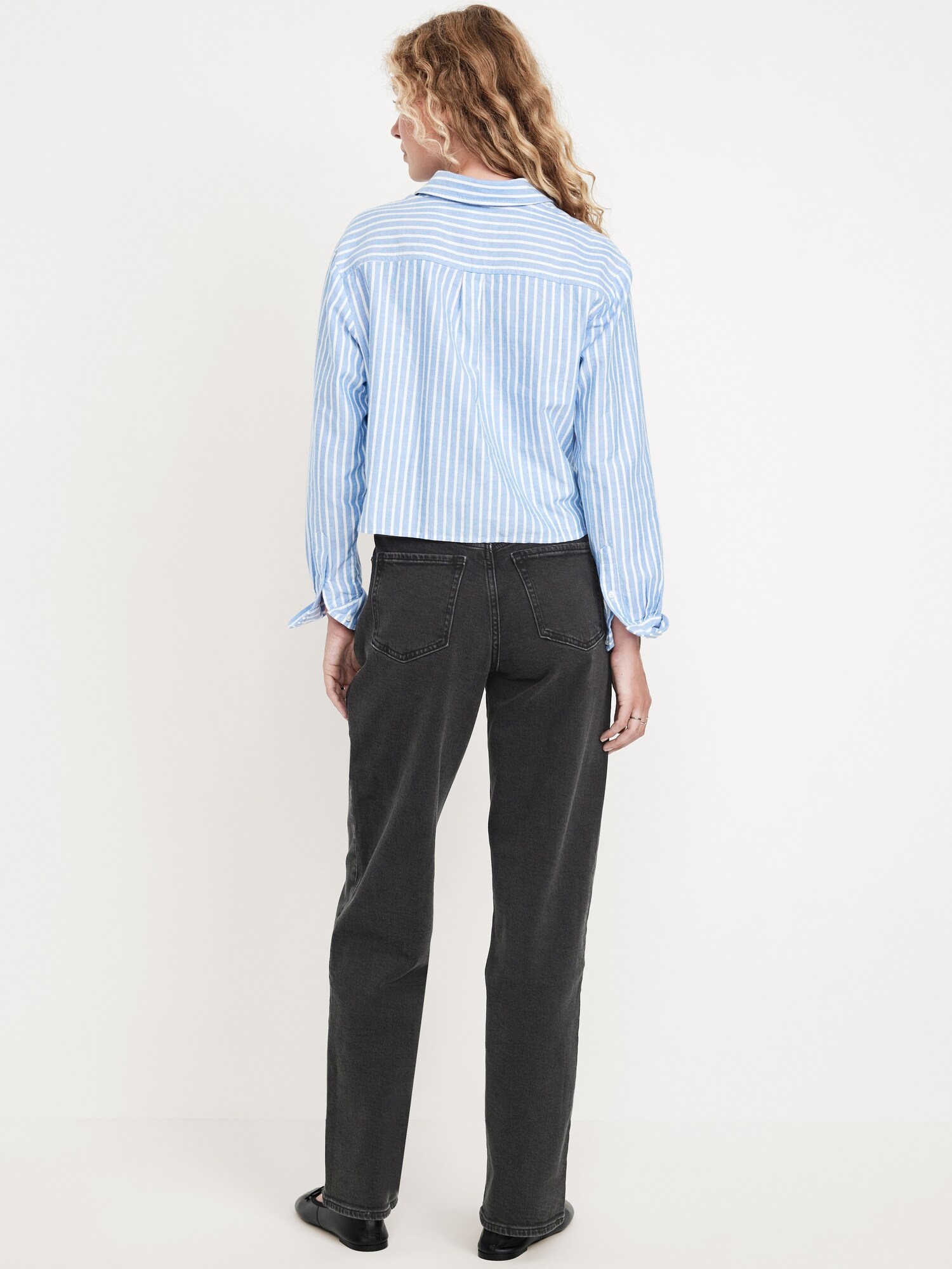 Женские джинсы Old Navy High-Waisted OG Loose, цвет: Чёрный варёный — фото 3