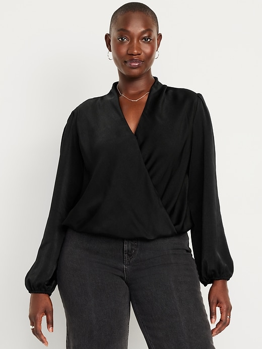 Image number 5 showing, Wrap-Front Satin Top