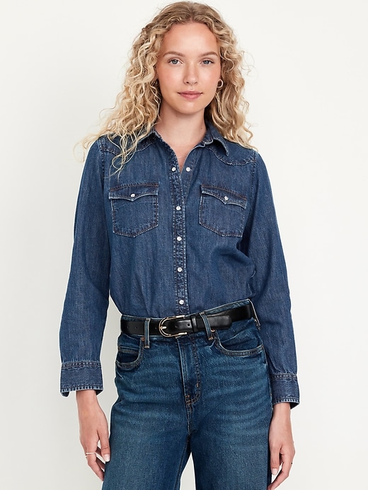 Image number 1 showing, Classic Button-Down Jean Shirt