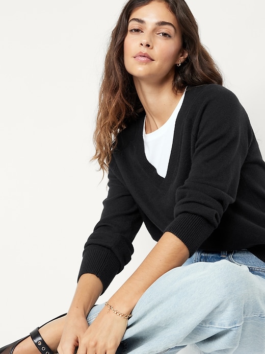 Image number 3 showing, SoSoft Loose V-Neck Sweater