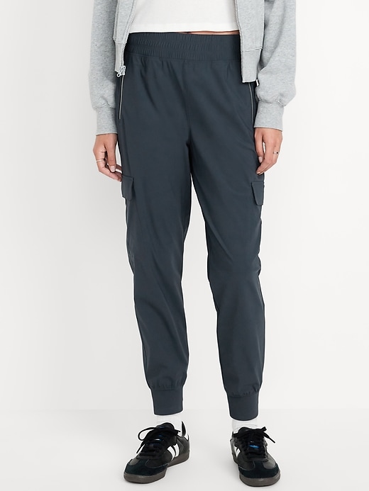 Image number 1 showing, High-Waisted SleekTech Cargo Joggers