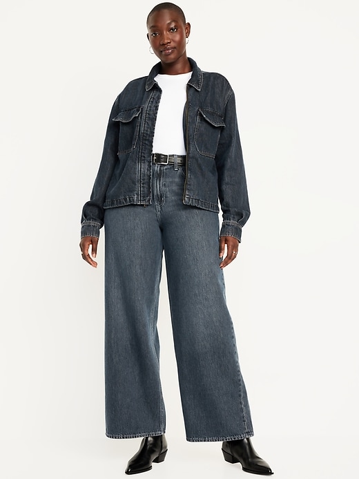 Image number 4 showing, High-Waisted Baggy Wide-Leg Jeans