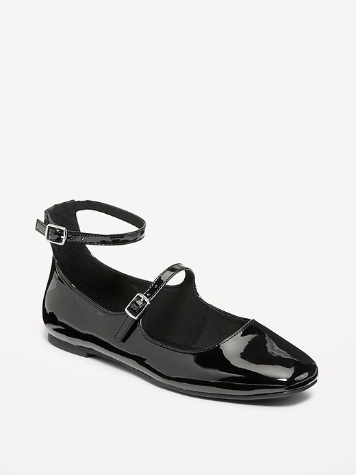 Image number 1 showing, Double-Strap Faux Leather Mary Jane Flats