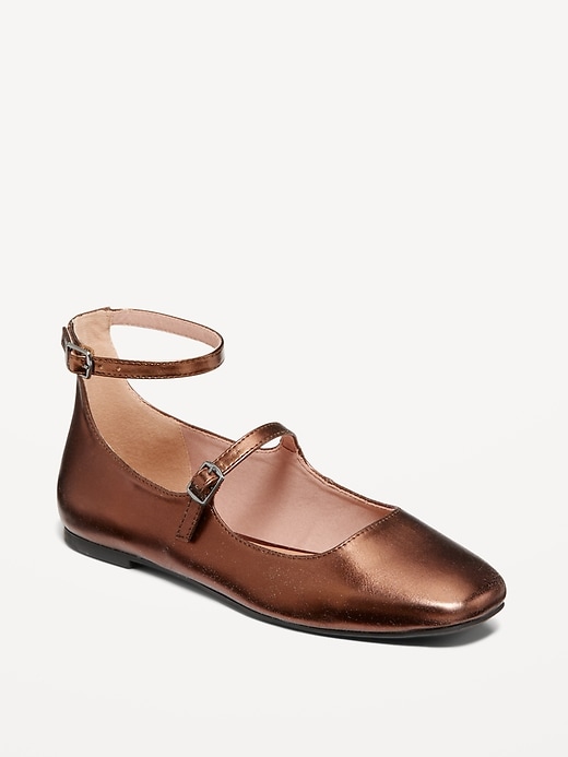 Image number 1 showing, Double-Strap Faux Leather Mary Jane Flats