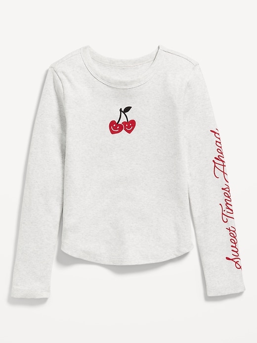 View large product image 1 of 2. Long-Sleeve Textured-Knit Graphic T-Shirt for Girls