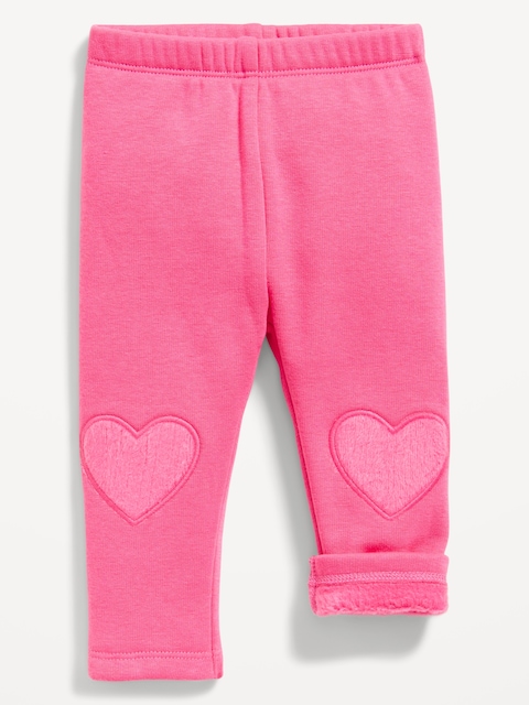 Cozy Fleece-Lined Knee-Patch Leggings for Baby - Pink Premiere