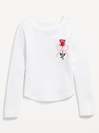 Image number 1 showing, Long-Sleeve Textured-Knit Graphic T-Shirt for Girls