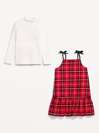 View large product image 3 of 3. Ribbed Mock-Neck Top and Tie-Bow Ruffled Dress Set for Toddler Girls