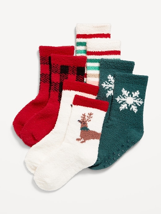 View large product image 1 of 1. Unisex Cozy Holiday Socks 4-Pack for Toddler