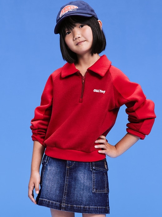 Image number 1 showing, '94 Logo-Graphic Quarter-Zip Sweatshirt for Girls