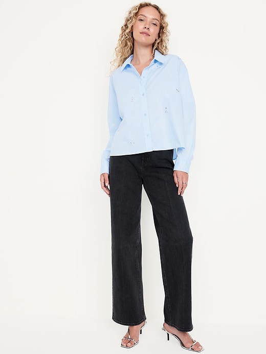 Image number 3 showing, Embellished Cropped Button-Down Shirt