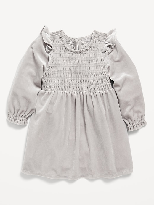 View large product image 1 of 2. Ruffled Smocked Velvet Dress for Baby