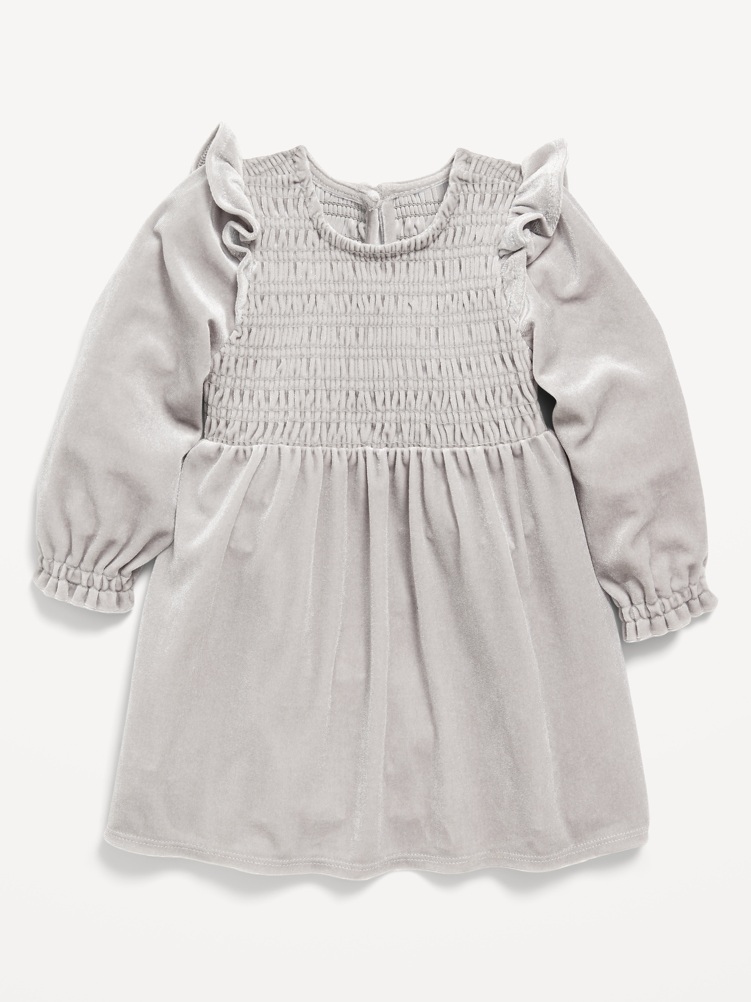 Ruffled Smocked Velvet Dress for Baby