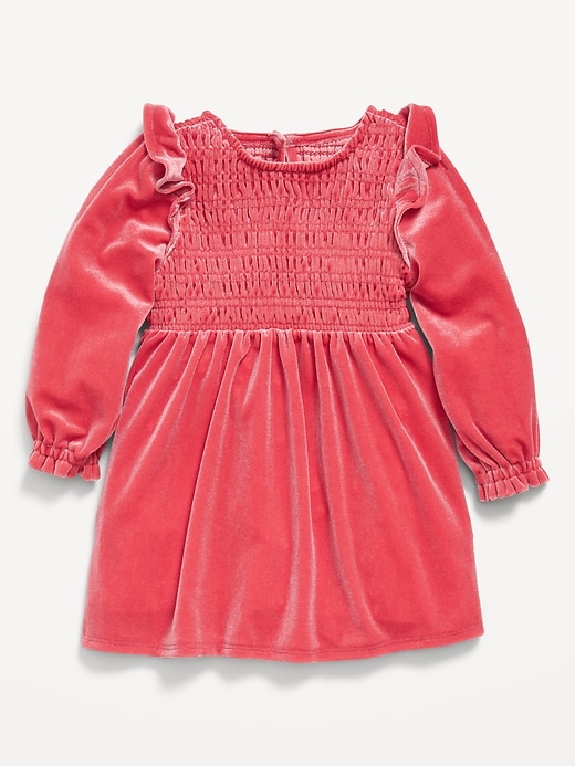 View large product image 1 of 3. Ruffled Smocked Velvet Dress for Baby