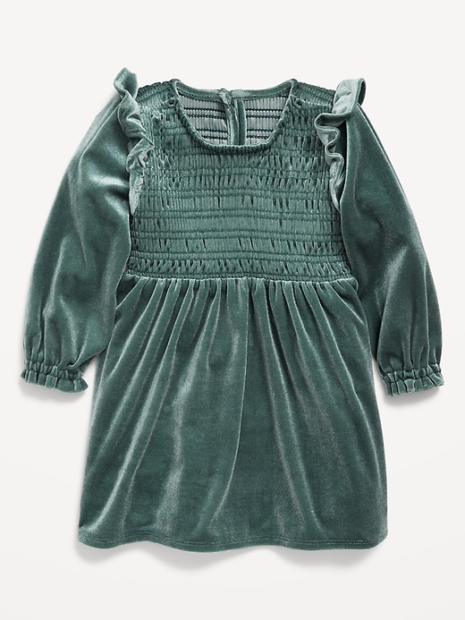 View large product image 2 of 3. Ruffled Smocked Velvet Dress for Baby