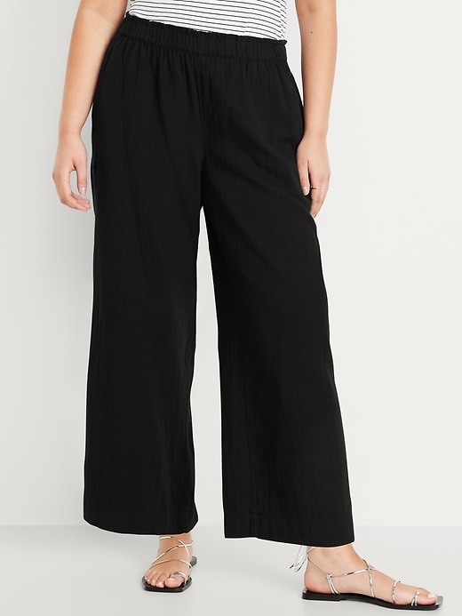 Image number 5 showing, High-Waisted Crinkle Gauze Ankle Pants