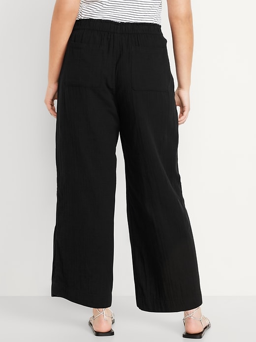 Image number 6 showing, High-Waisted Crinkle Gauze Ankle Pants