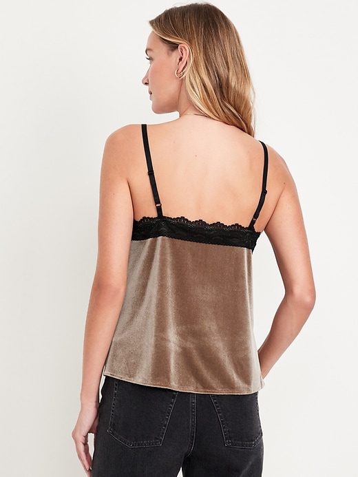 Image number 2 showing, Lace-Trim Velvet Top