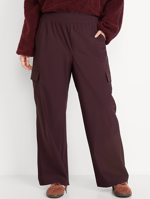 Image number 4 showing, High-Waisted SleekTech Wide-Leg Cargo Pants